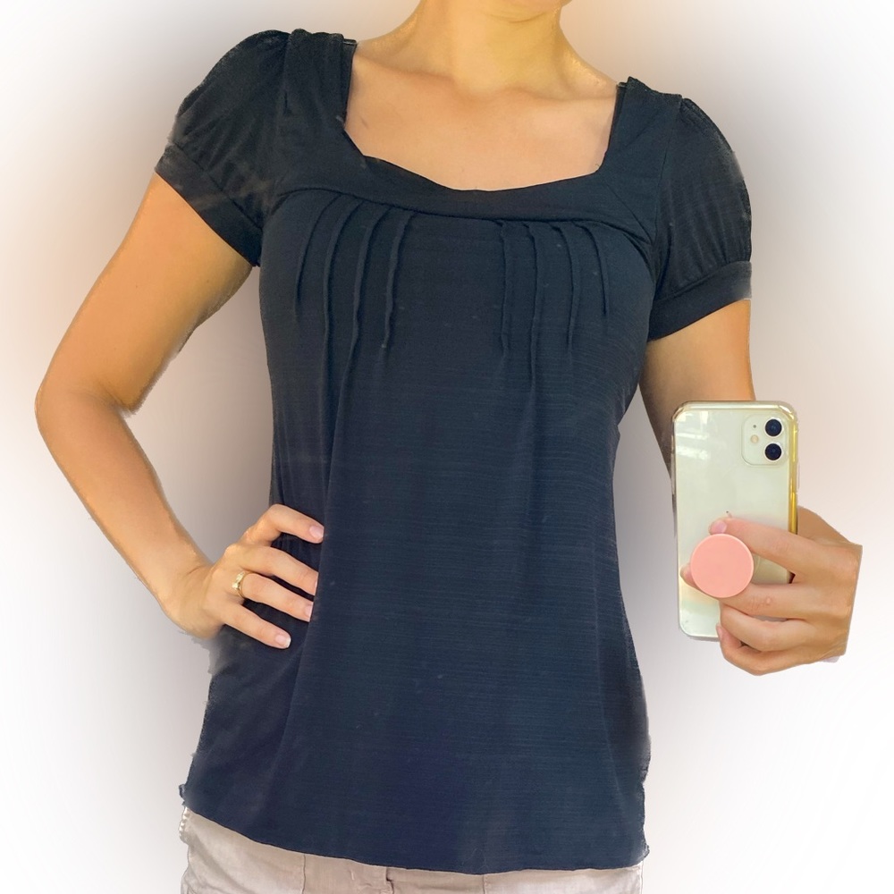 Black Short Sleeve Casual Dressy Top